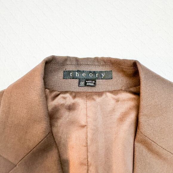 Theory Rory Tailor Brown Two Button Blazer Size 00 - Picture 6 of 7